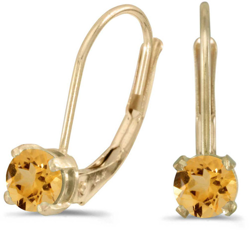 Image of 14k Yellow Gold Round Citrine Lever-back Earrings