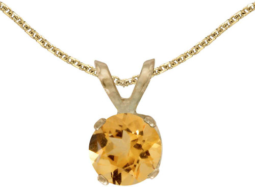 Image of 14k Yellow Gold Round Citrine Pendant (Chain NOT included)