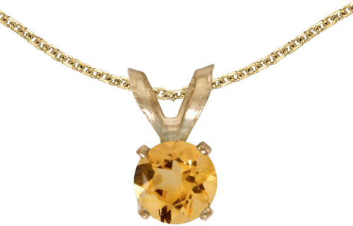 Image of 14k Yellow Gold Round Citrine Pendant (Chain NOT included) (CM-P1414X-11)