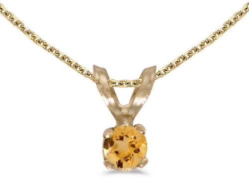 Image of 14k Yellow Gold Round Citrine Pendant (Chain NOT included) (CM-P1418X-11)