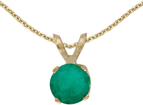 Image of 14k Yellow Gold Round Emerald Pendant (Chain NOT included)