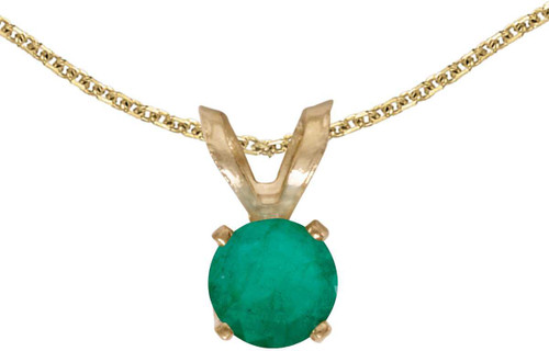 Image of 14k Yellow Gold Round Emerald Pendant (Chain NOT included) (CM-P1414X-05)