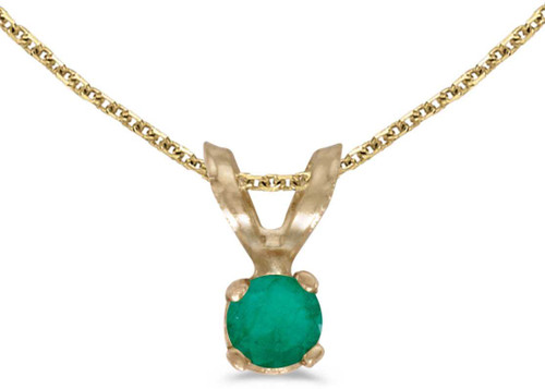 Image of 14k Yellow Gold Round Emerald Pendant (Chain NOT included) (CM-P1418X-05)