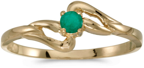 14k Yellow Gold Round Emerald Ring (CM-RM1039X-05)