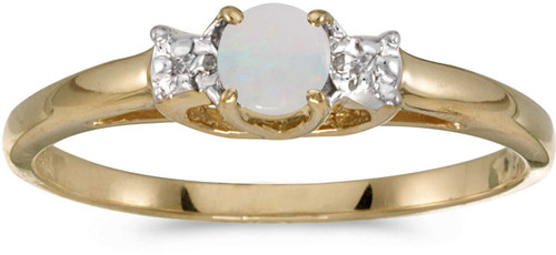 Image of 14k Yellow Gold Round Opal And Diamond Ring (CM-RM1575X-10)