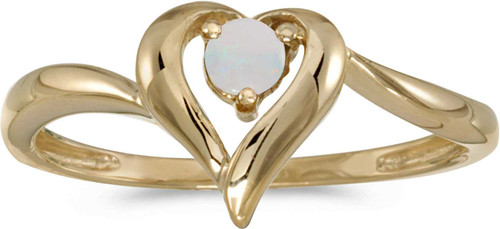 Image of 14k Yellow Gold Round Opal Heart Ring (CM-RM1588X-10)
