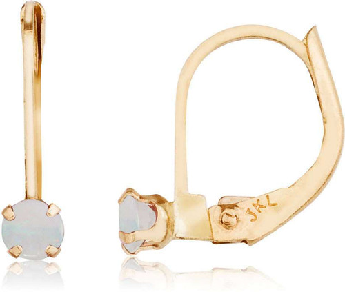 Image of 14K Yellow Gold Round Opal Leverback Earrings