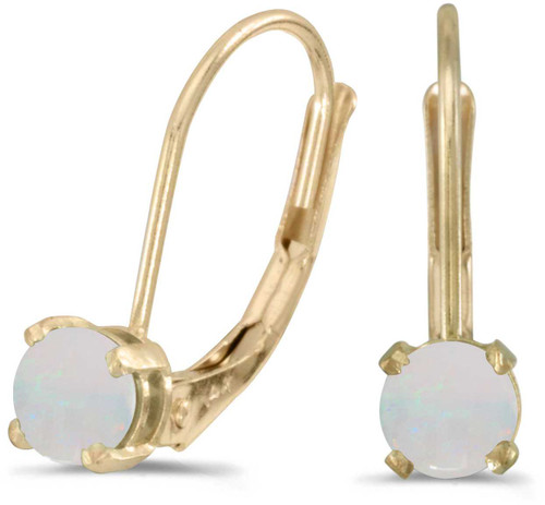 Image of 14k Yellow Gold Round Opal Lever-back Earrings