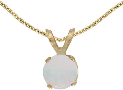 Image of 14k Yellow Gold Round Opal Pendant (Chain NOT included)