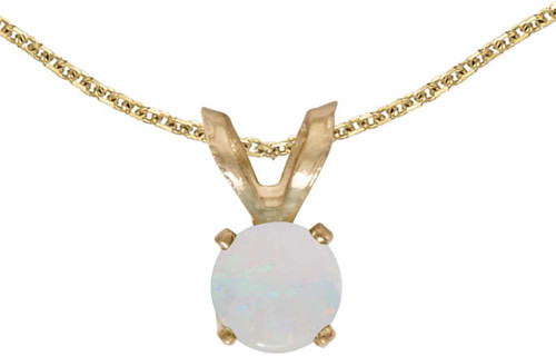 Image of 14k Yellow Gold Round Opal Pendant (Chain NOT included) (CM-P1414X-10)