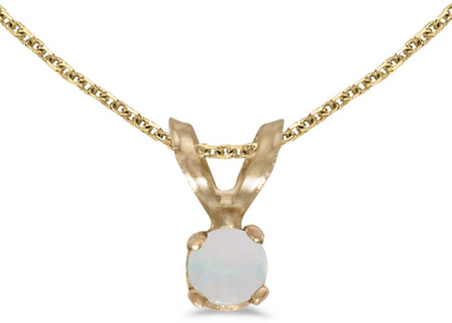 Image of 14k Yellow Gold Round Opal Pendant (Chain NOT included) (CM-P1418X-10)