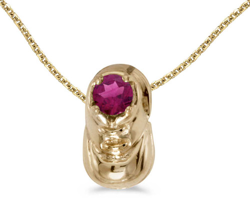 Image of 14k Yellow Gold Round Rhodolite Garnet Baby Bootie Pendant (Chain NOT included)