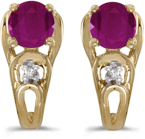 Image of 14k Yellow Gold Round Ruby And Diamond Earrings (CM-E2583X-07)