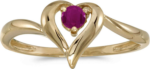 Image of 14k Yellow Gold Round Ruby Heart Ring (CM-RM1588X-07)