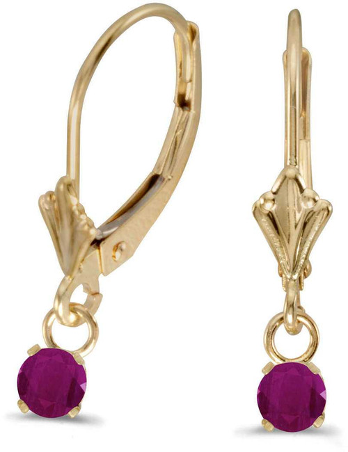 Image of 14K Yellow Gold Round Ruby Lever-back Earrings E3463X-07