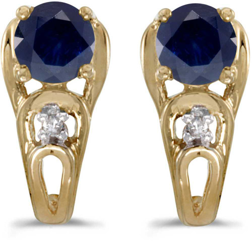 Image of 14k Yellow Gold Round Sapphire And Diamond Earrings (CM-E2583X-09)
