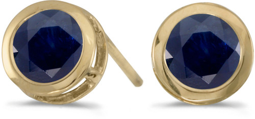 14k Yellow Gold Round Sapphire Bezel Stud Earrings (CM-E5039X-09)