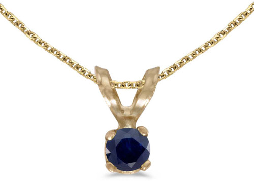 Image of 14k Yellow Gold Round Sapphire Pendant (Chain NOT included) (CM-P1418X-09)