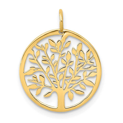 Image of 14K Yellow Gold Round Tree Pendant