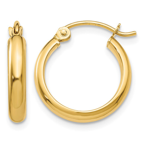 Image of 12mm 14K Yellow Gold Round Tube Hoop Earrings TC138