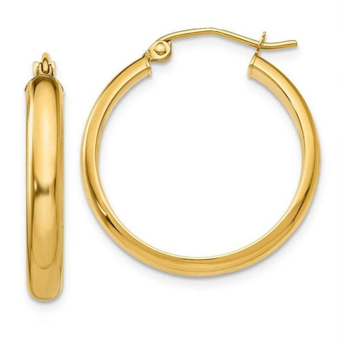 Image of 21mm 14K Yellow Gold Round Tube Hoop Earrings TC143