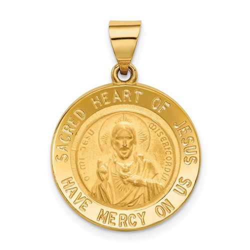 Image of 14K Yellow Gold Sacred Heart Of Jesus Medal Round Pendant