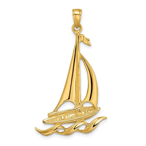 Image of 14k Yellow Gold Sailboat with Waves Pendant