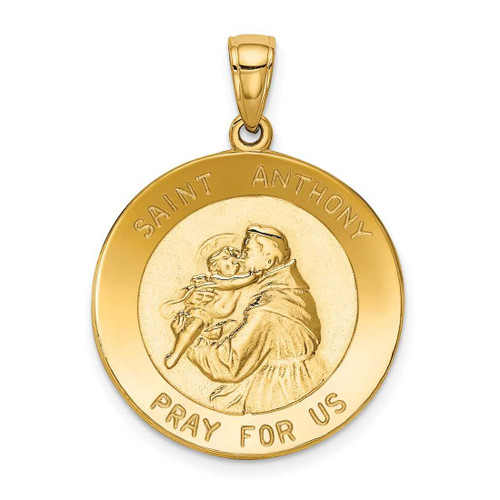 Image of 14K Yellow Gold Saint Anthony Large Round Medal Pendant