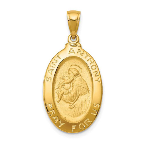 Image of 14K Yellow Gold Saint Anthony Oval Medal Pendant