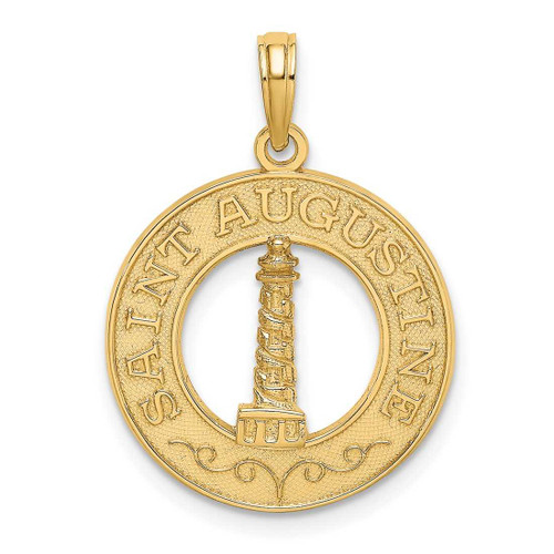 Image of 14K Yellow Gold Saint Augustine Round Frame w/ Lighthouse Pendant