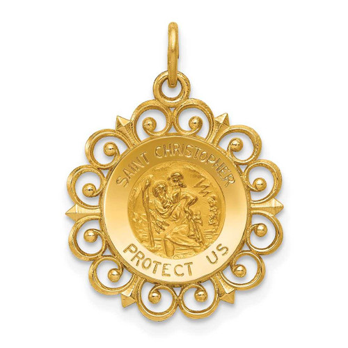 Image of 14K Yellow Gold Saint Christopher Medal Charm XR381
