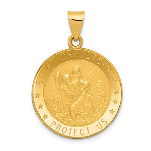 Image of 14K Yellow Gold Saint Christopher Medal Pendant REL137