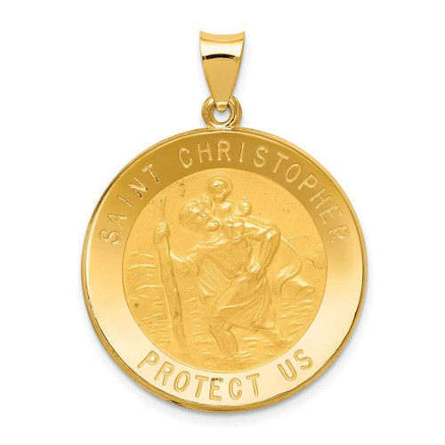 Image of 14K Yellow Gold Saint Christopher Medal Pendant REL138