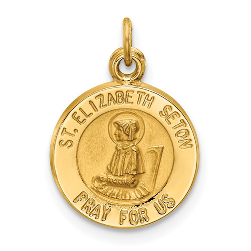 14K Yellow Gold Saint Elizabeth Seton Medal Charm XR617