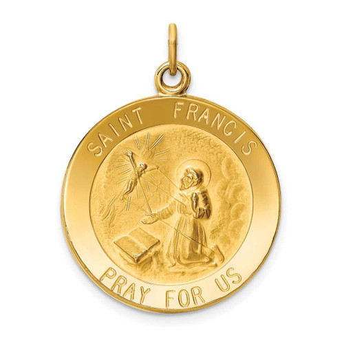 Image of 14K Yellow Gold Saint Francis Medal Pendant