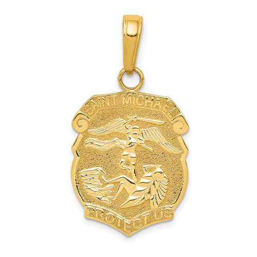 Image of 14K Yellow Gold Saint Michael Medal Badge Pendant