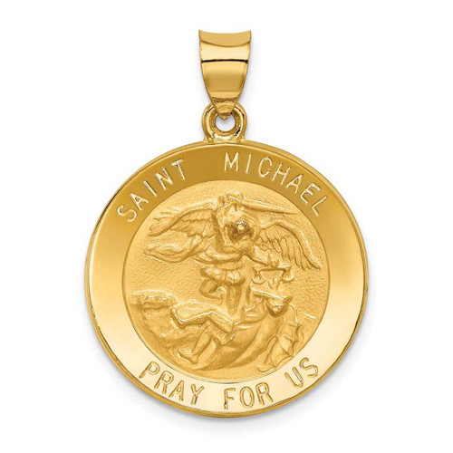 Image of 14K Yellow Gold Saint Michael Medal Pendant REL148