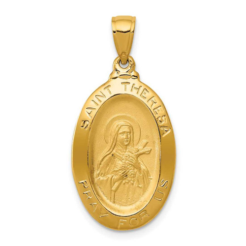 Image of 14K Yellow Gold Saint Theresa Oval Medal Pendant