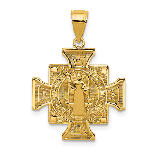 14K Yellow Gold San Benito 2-Sided Cross Pendant