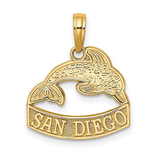 Image of 14K Yellow Gold San Diego Banner Under Dolphins Pendant