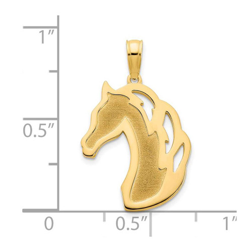 Image of 14K Yellow Gold Sandblasted Horse Head Pendant D5056