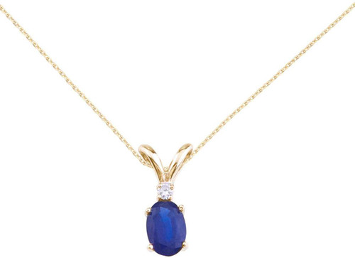 Image of 14K Yellow Gold Sapphire & Diamond Oval Pendant (Chain NOT included)
