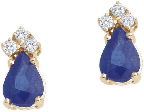 Image of 14K Yellow Gold Sapphire & Diamond Pear-Shaped Earrings E6066-09