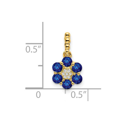 Image of 14k Yellow Gold Sapphire and Diamond Floral Pendant