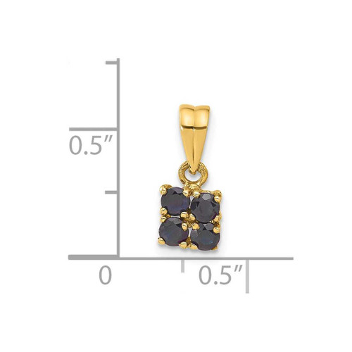 Image of 14K Yellow Gold Sapphire Cluster Square Pendant