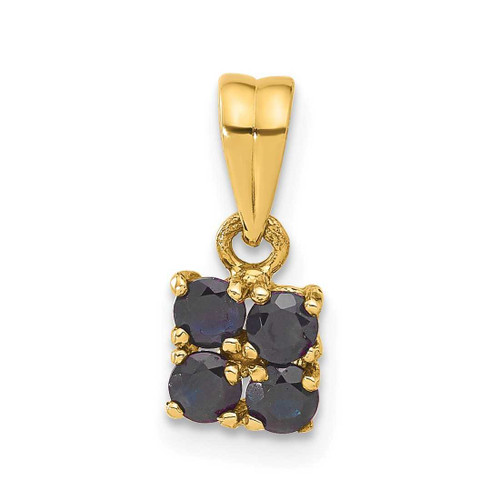 Image of 14K Yellow Gold Sapphire Cluster Square Pendant