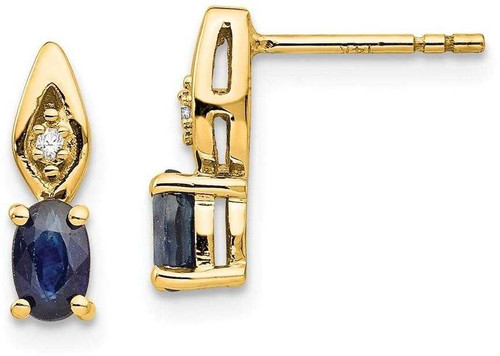 Image of 12mm 14K Yellow Gold Sapphire Diamond Earrings
