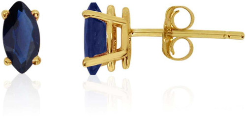 Image of 14K Yellow Gold Sapphire Marquise Earrings