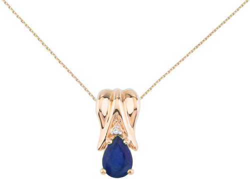 Image of 14K Yellow Gold Sapphire Pear Pendant with Diamonds (Chain NOT included)