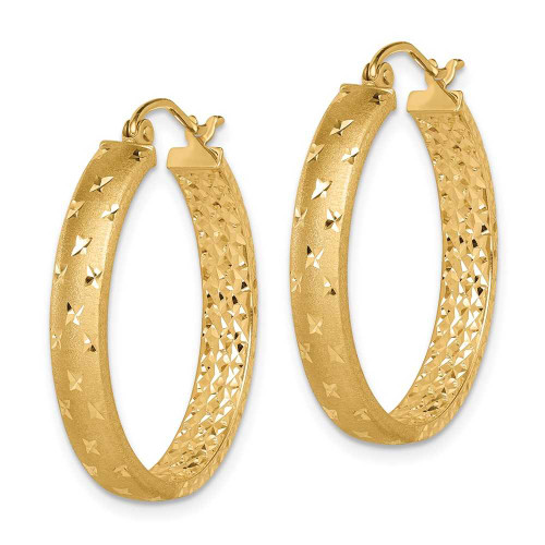 Image of 14K Yellow Gold Satin & Polished & Shiny-Cut In/Out Hoop Earrings